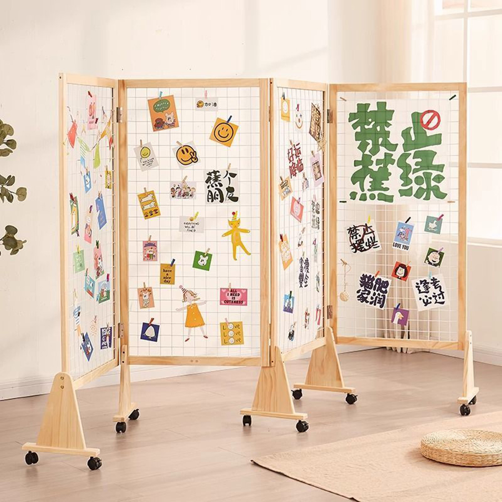 居家家 2片裝-可折疊隔斷簾 隔斷屏風 移動書法展示架 屏風置物架 辦公室隔斷板