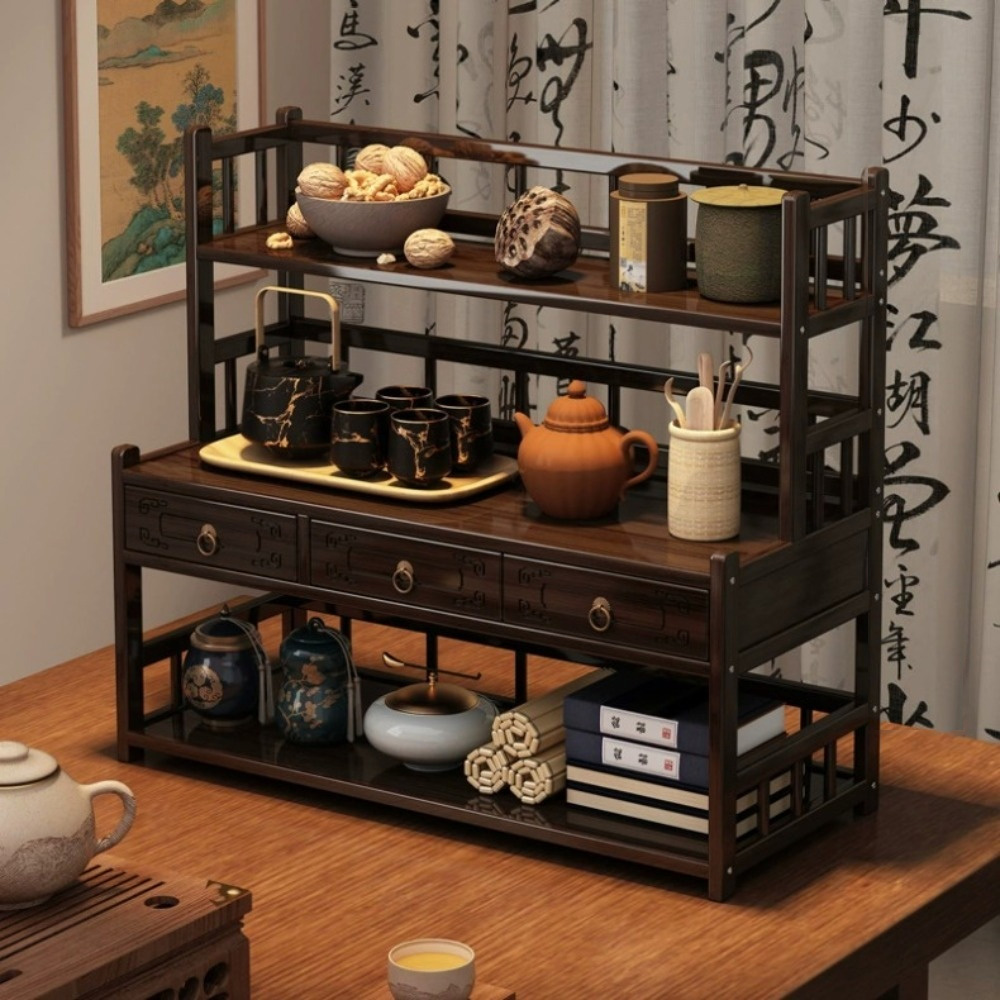 木洸】60*23*50cm桌面博古架中式茶杯架古典置物架茶壺架展示架擺放架子