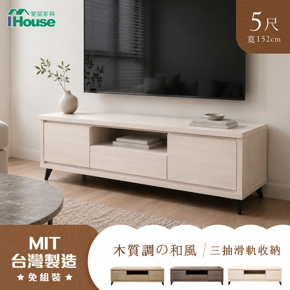 IHouse 愛屋家具 托比 台灣製強化木心板 5尺電視櫃 (長櫃/TV櫃/收納櫃)