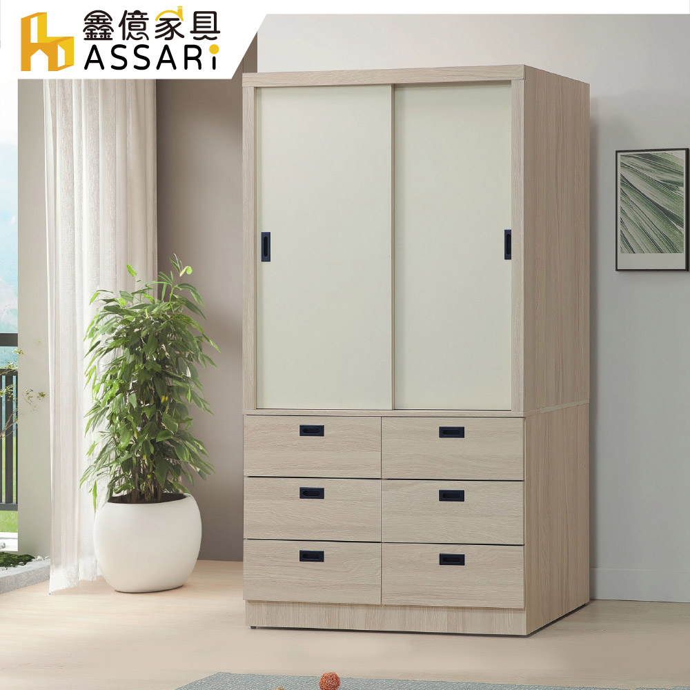ASSARI 沐澄4尺推門六抽衣櫃(寬120x深58x高200cm)