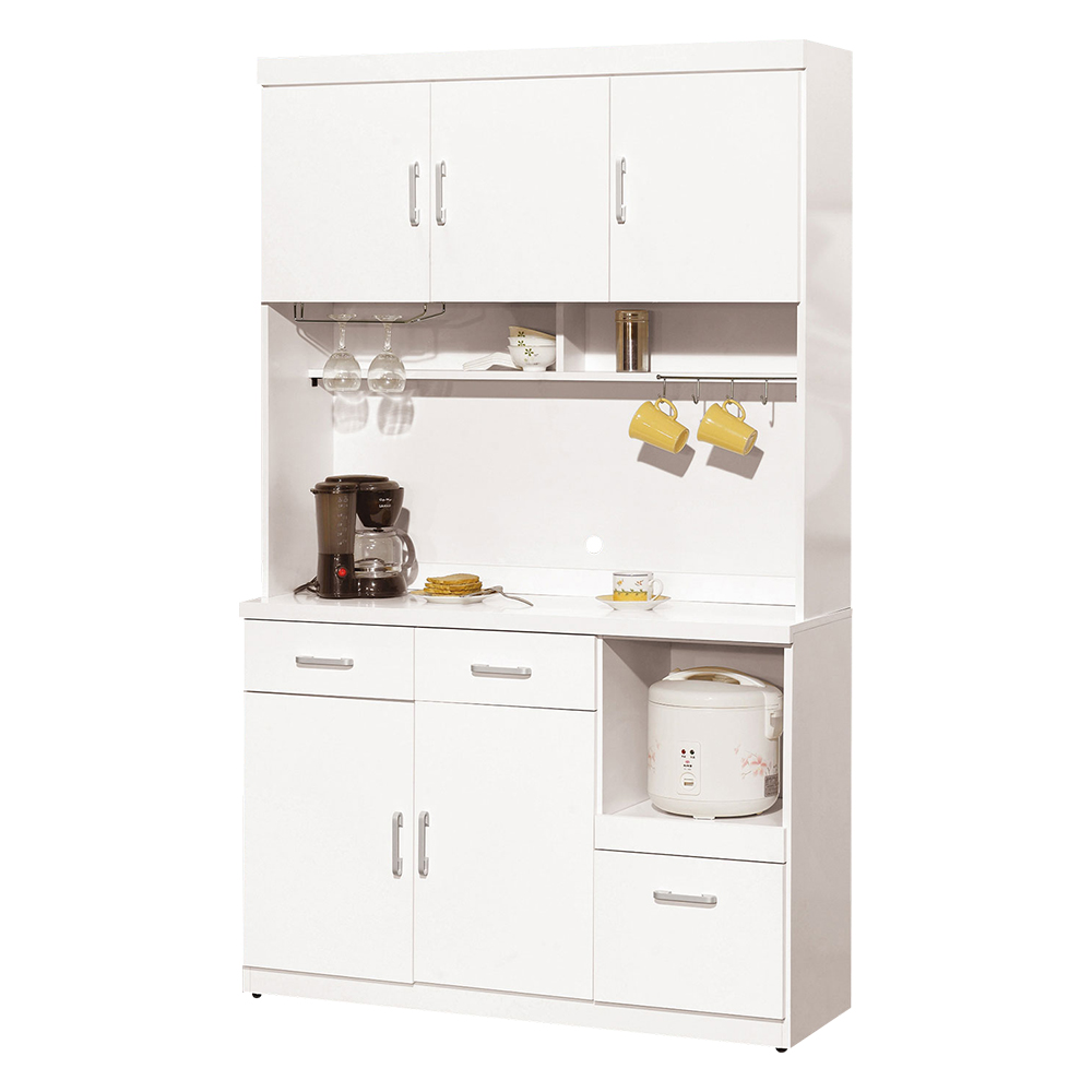 Bernice -羅納4尺收納高餐櫃/碗盤置物櫃/拉盤電器櫃(上座+下座)