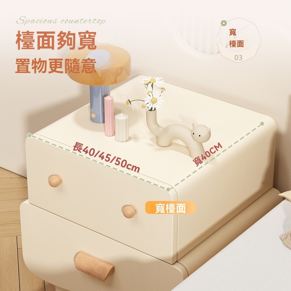 【銘利萊】家用臥室儲物櫃 床頭櫃子 置物架 簡約現代抽屜櫃 高級感小型床邊櫃 機器人收納櫃 40x40x50cm