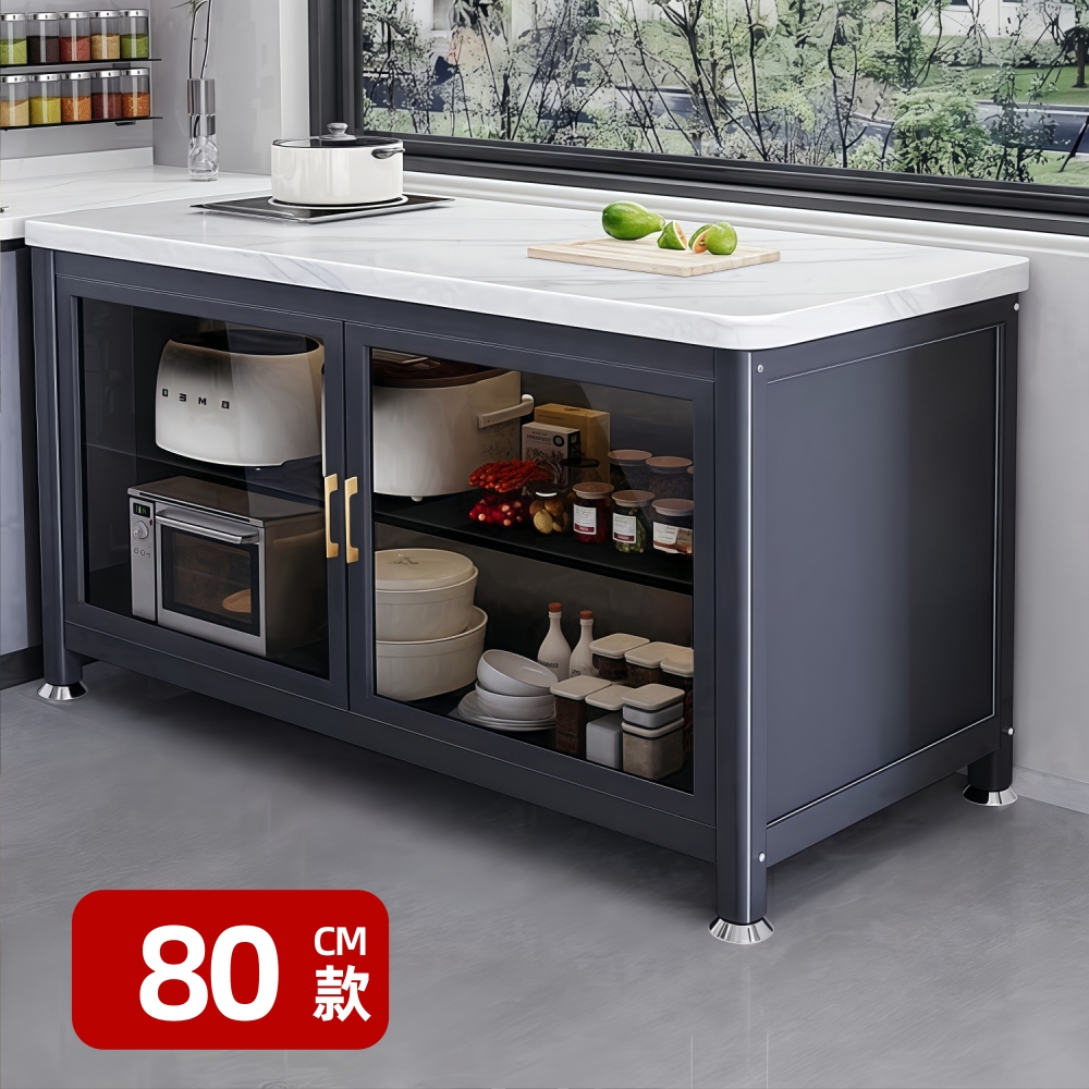 優品星球 岩板三層對開門餐廚櫃 80公分 TG 款(餐櫃 電器櫃 餐邊櫃 中島櫃 廚房櫃 置物櫃 收納櫃)