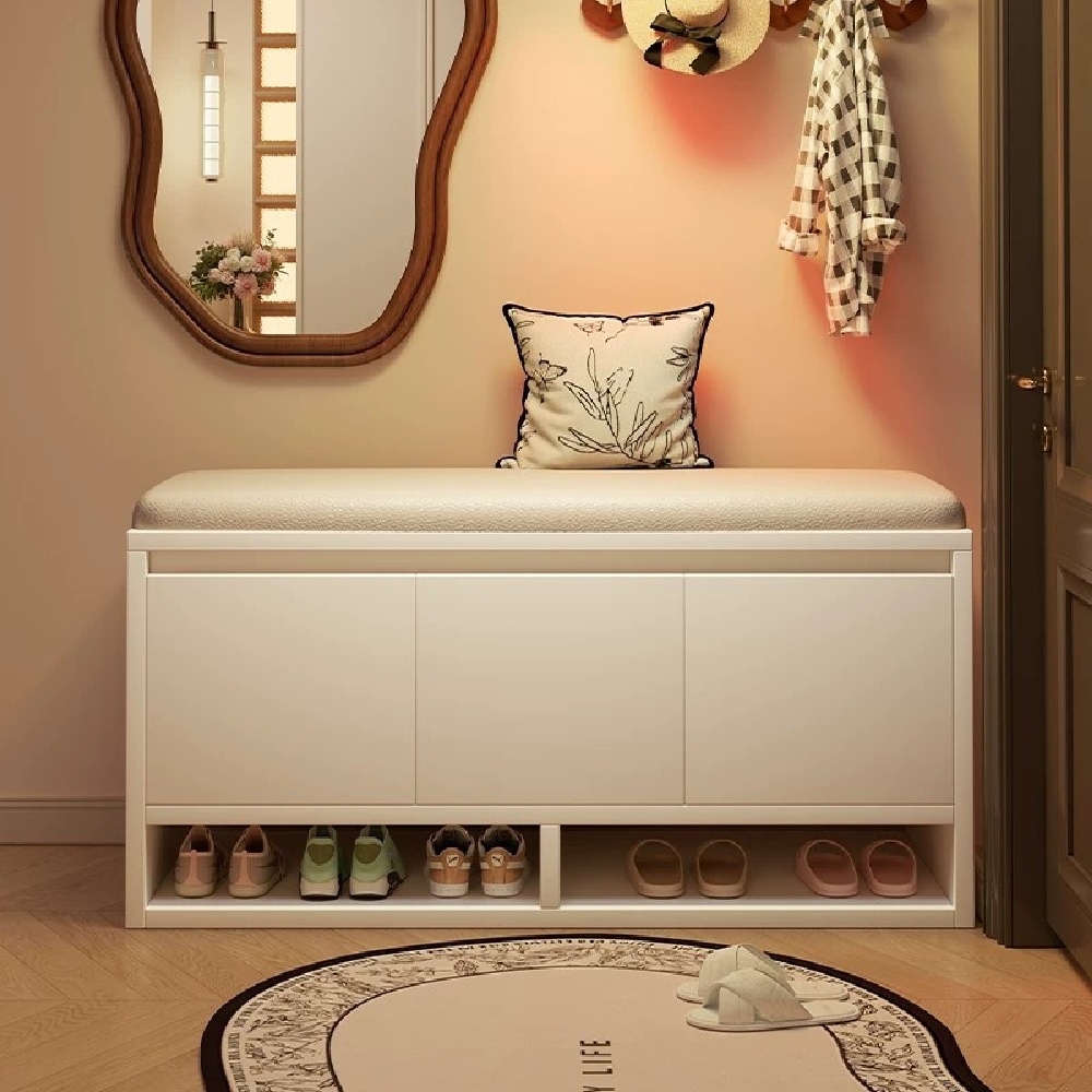 FANGGE 方格 換鞋凳 穿鞋椅 多功能換鞋凳 80*34*43CM 家用軟包穿鞋凳 門口可坐鞋櫃坐凳 休息區穿鞋凳