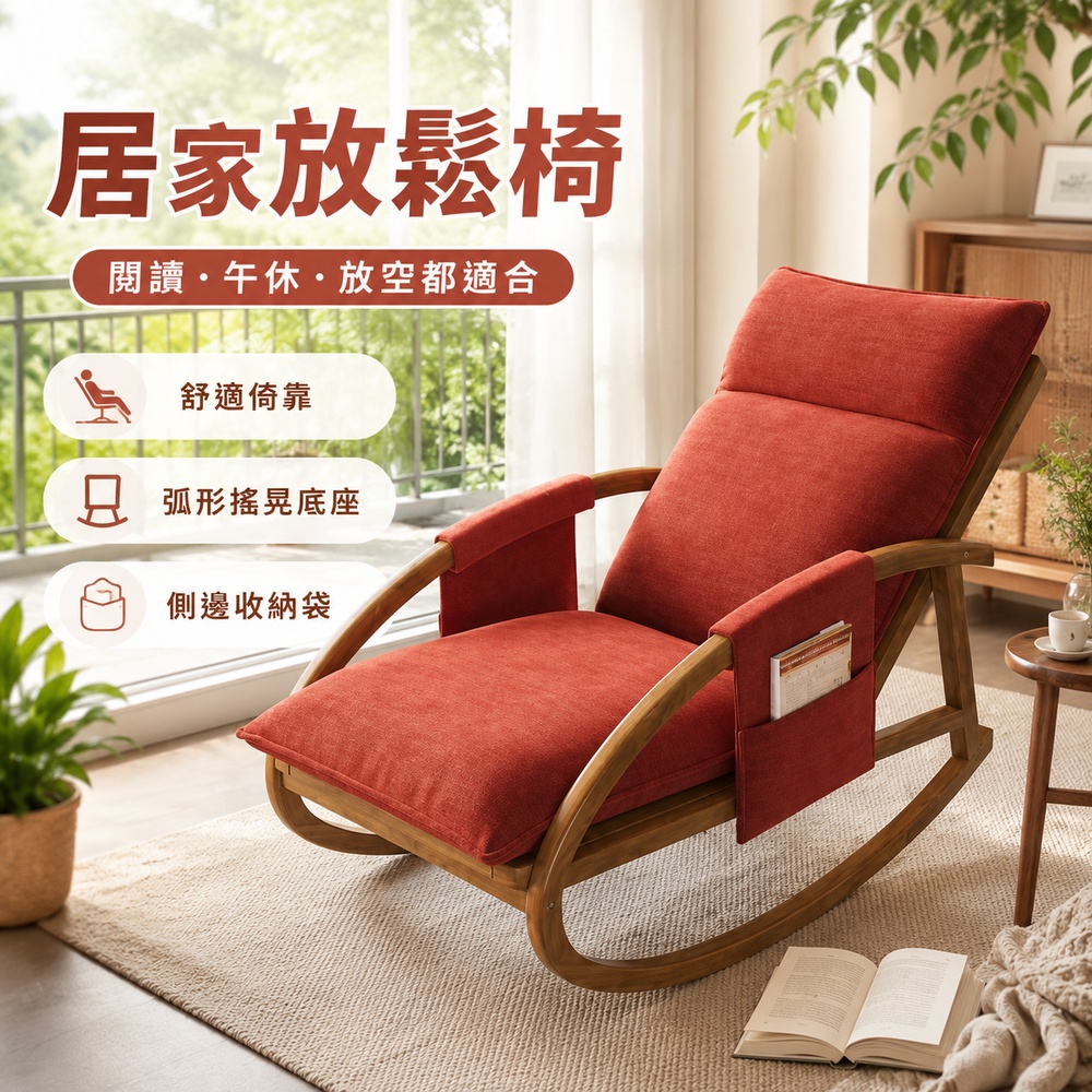 悅BU 躺椅 QQ搖搖椅 陽台休閒午休搖椅 客廳沙發休閒椅 中古風家用實木搖椅