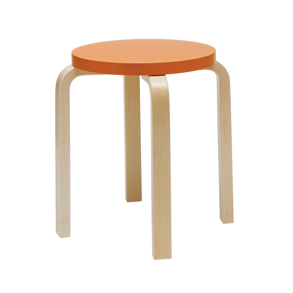 Artek Stool E60 四腳圓凳（橙橘）