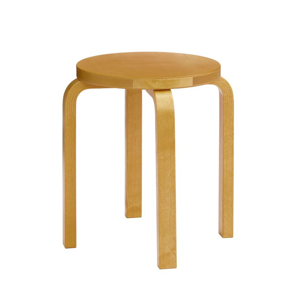 Artek Stool E60 四腳圓凳（蜜色樺木）