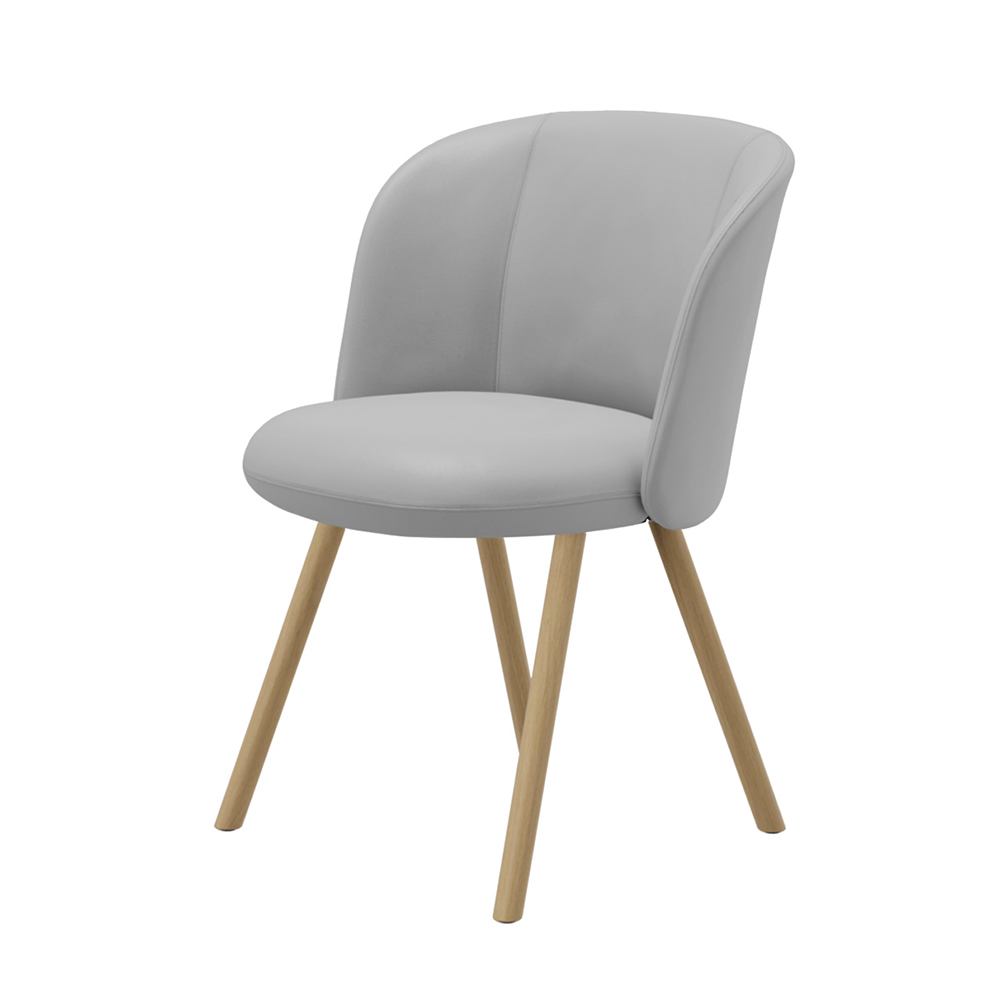 北歐櫥窗 Vitra Mikado 天皇 單椅(凝土灰皮革、淺橡木椅腳)