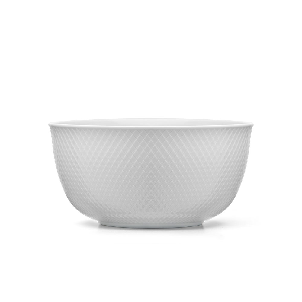 北歐櫥窗 Lyngby Porcelæn Rhombe 菱紋 服務碗（Ø 22cm、白）