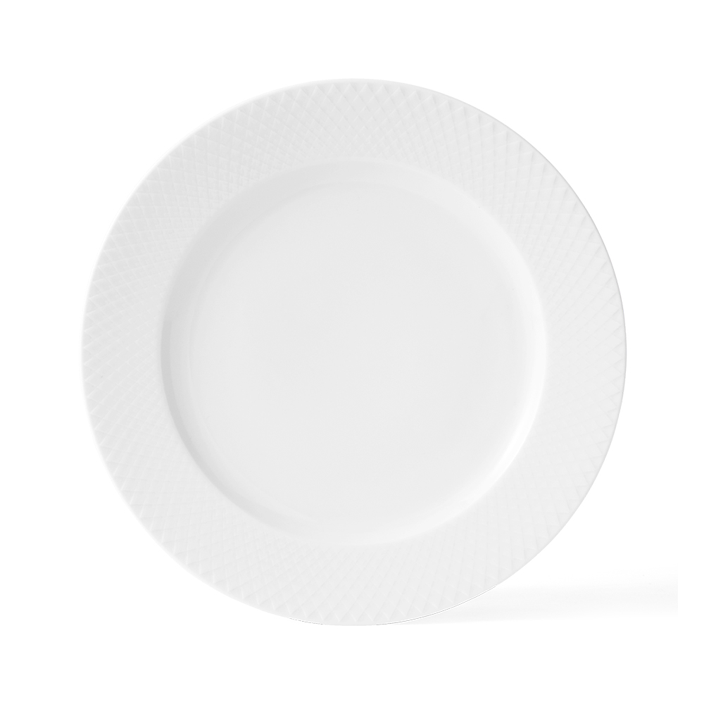 北歐櫥窗 Lyngby Porcelæn Rhombe 菱紋 晚餐盤(Ø 27cm、白)