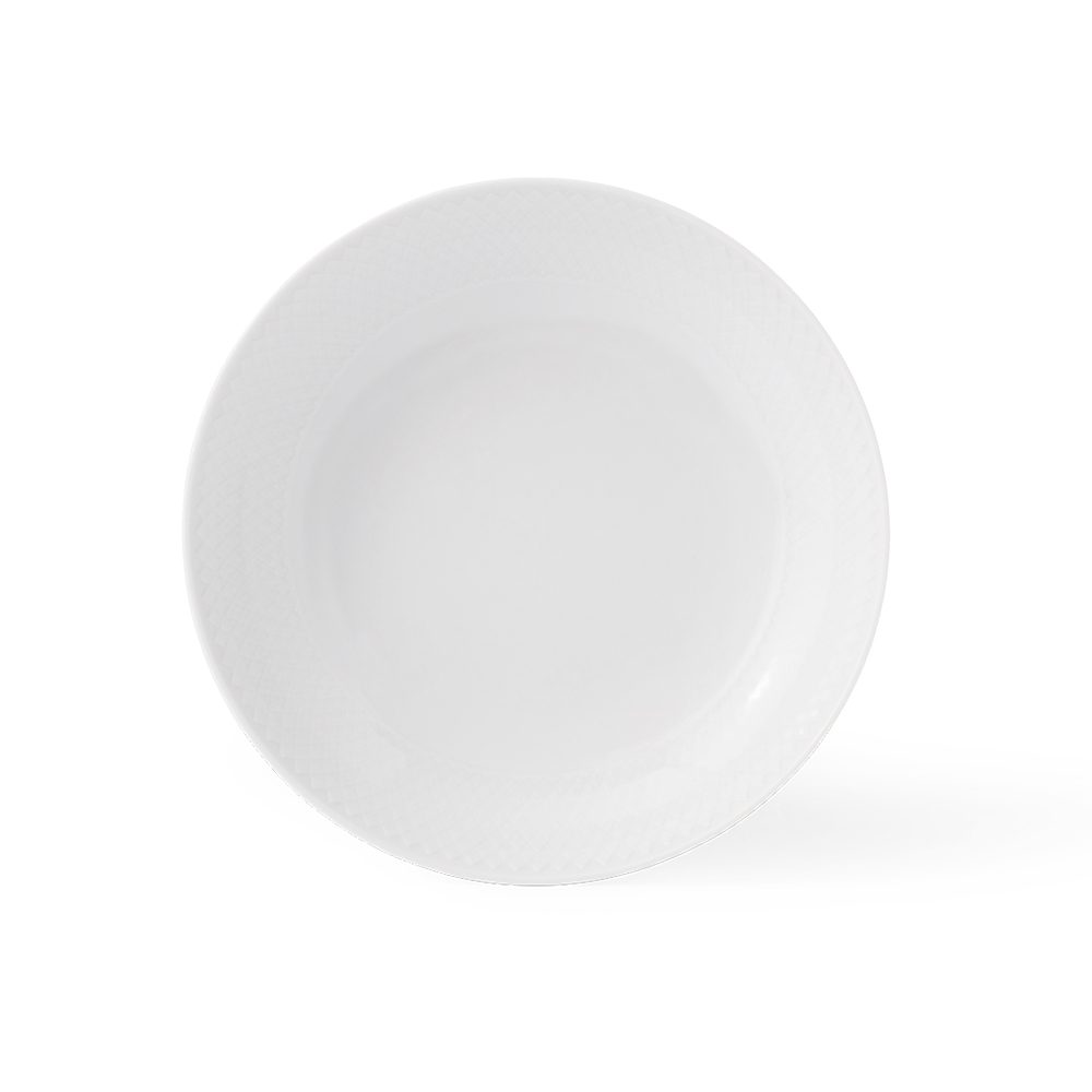 北歐櫥窗 Lyngby Porcelæn Rhombe 菱紋 淺湯盤（Ø 20cm、白）