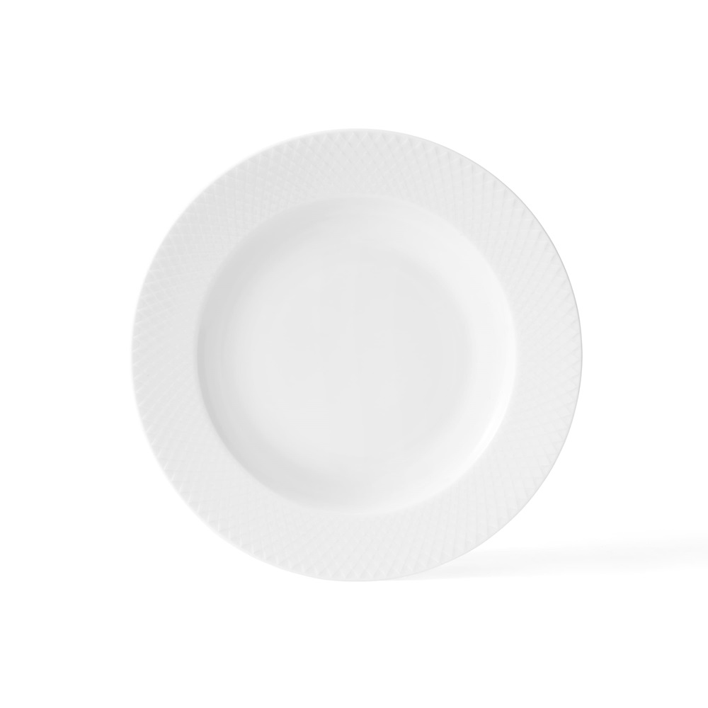 北歐櫥窗 Lyngby Porcelæn Rhombe 菱紋 淺湯盤(Ø 23cm、白)