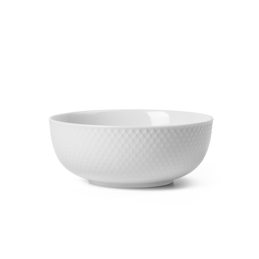 北歐櫥窗 Lyngby Porcelæn Rhombe 菱紋 缽碗(Ø 15.5cm、白)