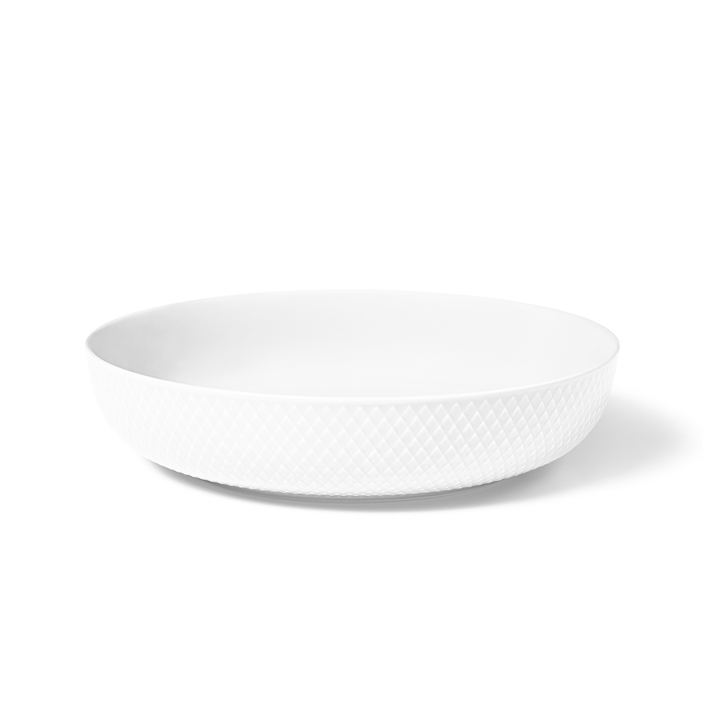 北歐櫥窗 Lyngby Porcelæn Rhombe 菱紋 服務碗（Ø 28.5cm、白）