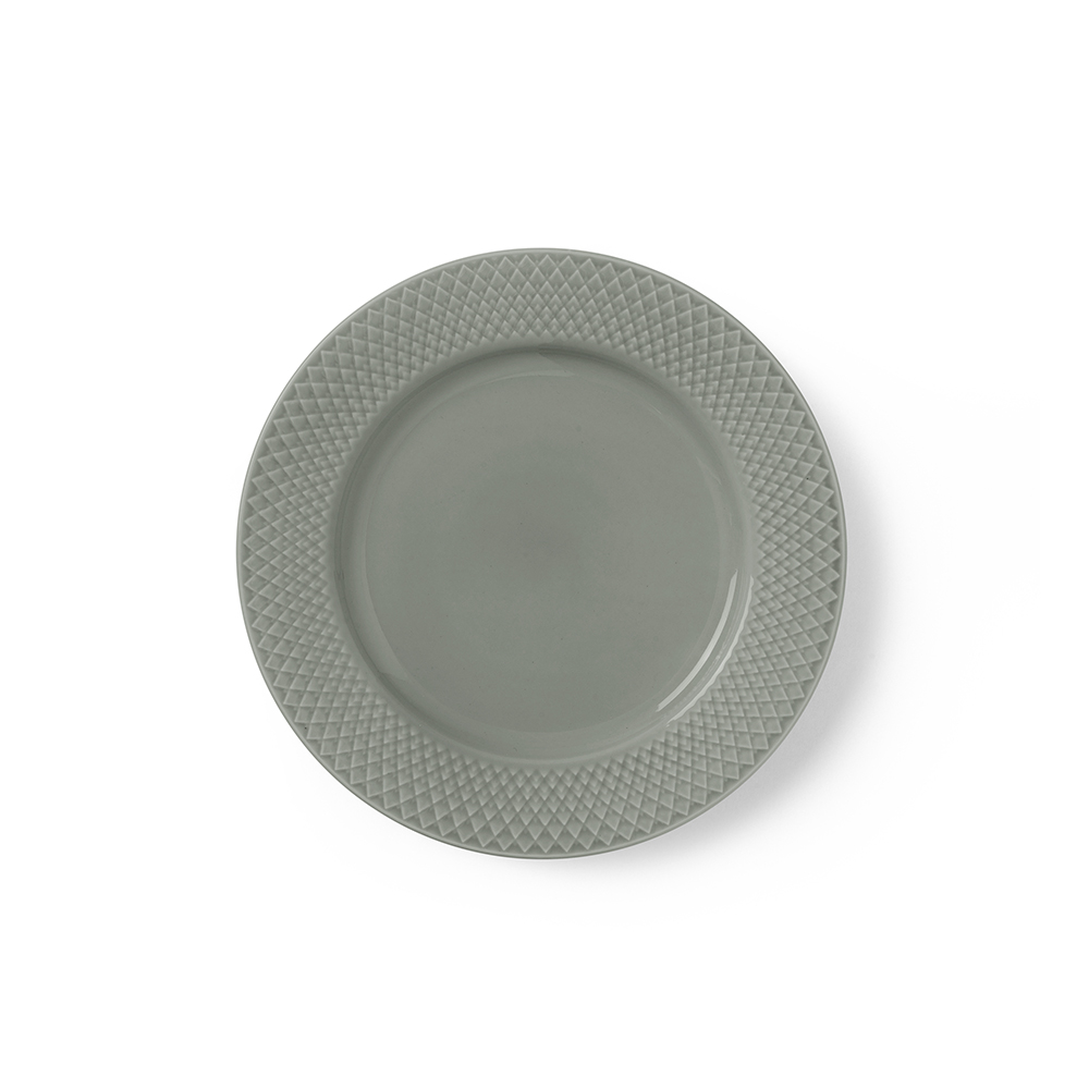 北歐櫥窗 Lyngby Porcelæn Rhombe Earth 菱紋 午餐盤(Ø 21cm、苔綠)