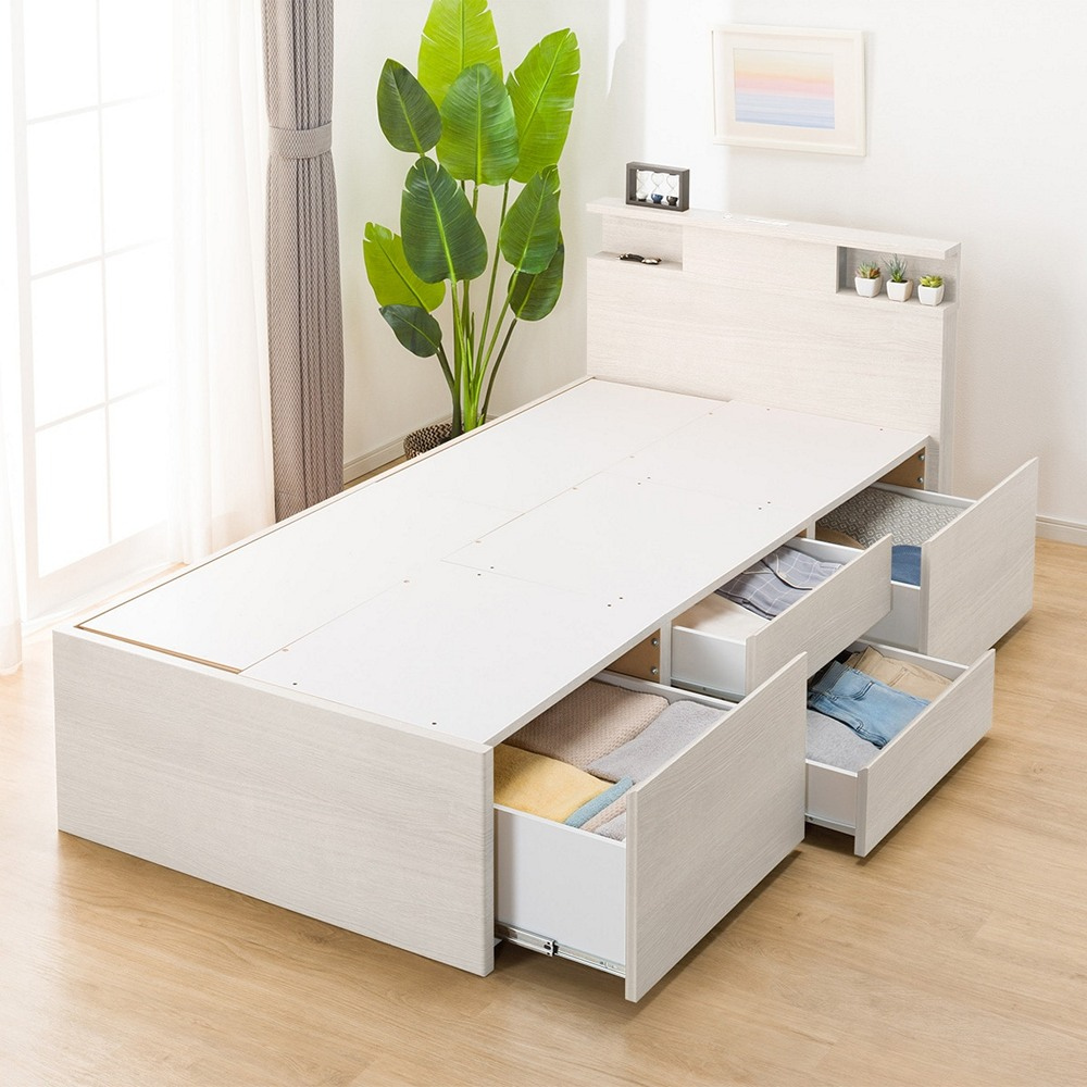 NITORI 宜得利家居雙人床座床架N-ZIO-T BOX WW 附充電孔- PChome 24h購物