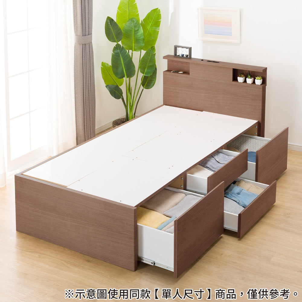 NITORI 宜得利家居 雙人床座 床架 N-ZIO-C BOX MBR 附充電孔 附小夜燈