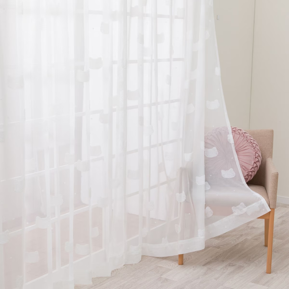 NITORI 宜得利家居 蕾絲窗簾兩件組 窗紗 DH175 CAT 貓 100×133×2