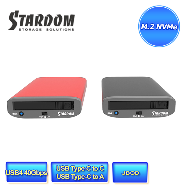 STARDOM MU1-B4-B (黑色) USB4.0 (40Gbps) 單槽 M.2 NVMe SSD 外接盒