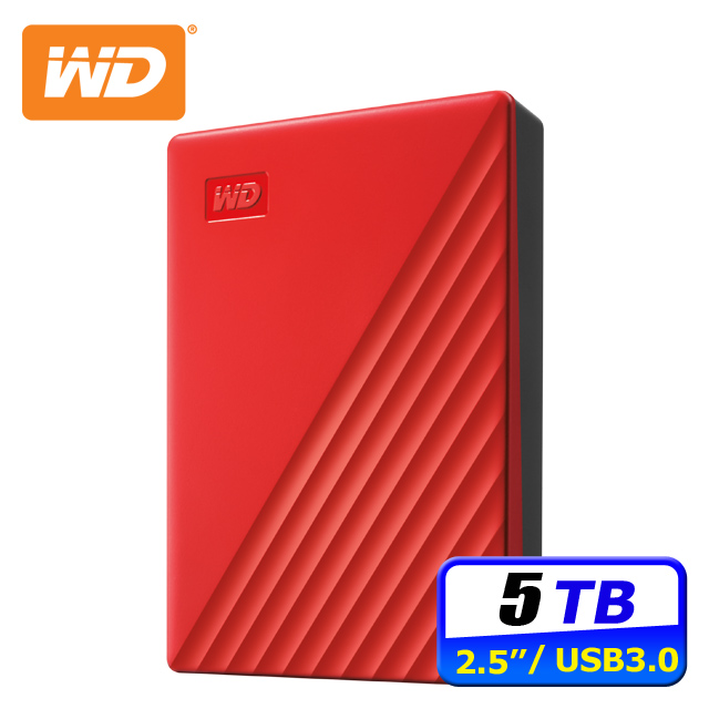 WD 威騰 My Passport 5TB 2.5吋行動硬碟-紅(WDBPKJ0050BRD-WESN)