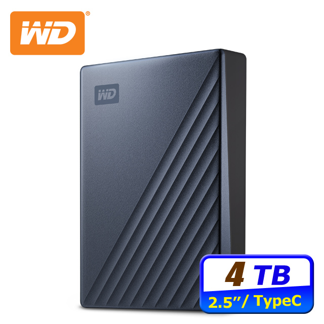 WD My Passport Ultra 4TB USB-C 2.5吋行動硬碟(星曜藍)