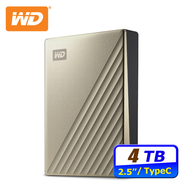 WD 威騰 My Passport Ultra 4TB USB-C 2.5吋行動硬碟(閃耀金)(WDBFTM0040BGD-WESN)