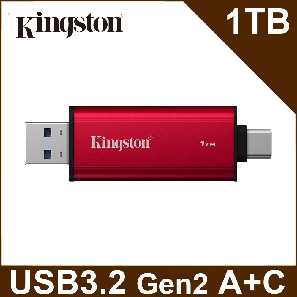 Kingston 金士頓 1TB USB3.2 Gen2 Type A/C 雙介面行動固態硬碟 (SPSD/1TB)