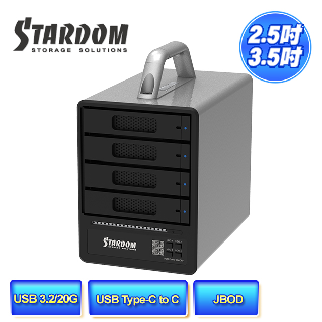 STARDOM ST4-B32 (銀色) USB3.2 Gen2 20Gbps Type-C 4bay 硬碟外接盒