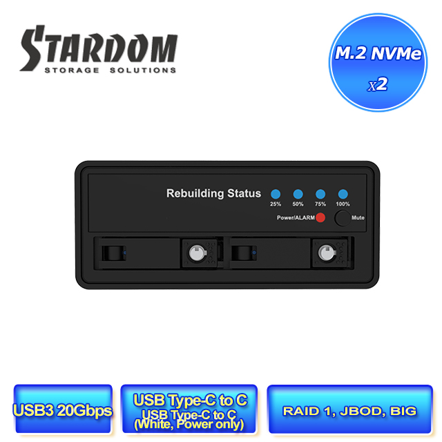 STARDOM UR2M-B32 M.2 NVMe SSD 磁碟陣列(RAID) 外接盒