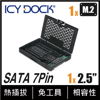 Adattatore Icy Dock EZConvert MB703M2P-B | Converti SSD M.2 SATA (NGFF) In Alloggiamento Da 2.5 Pollici 9.5mm | Hot-Swap