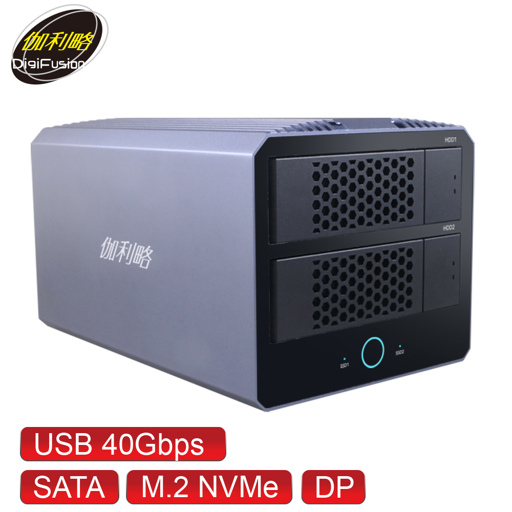 伽利略 USB 40Gbps 4槽混合(NVMe+SATA硬碟) 陣列外接盒 + DP 8K60 (35D-U44NSR)