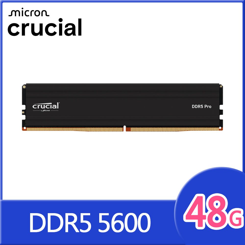 Micron 美光 Crucial PRO D5 5600 48G 超頻桌上型記憶體(黑散熱片)