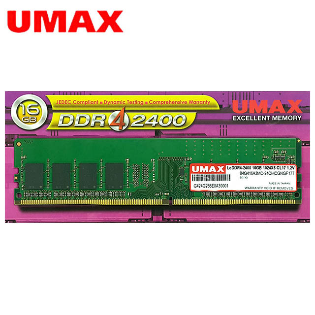 UMAX DDR4 2400 16GB 1024x8 桌上型記憶體- PChome 24h購物