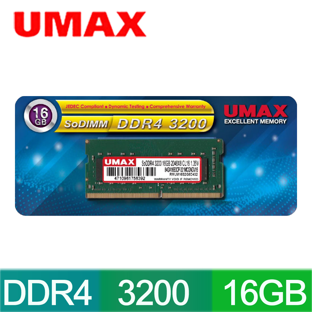 UMAX DDR4 3200 16GB 1024x8 筆記型記憶體- PChome 24h購物