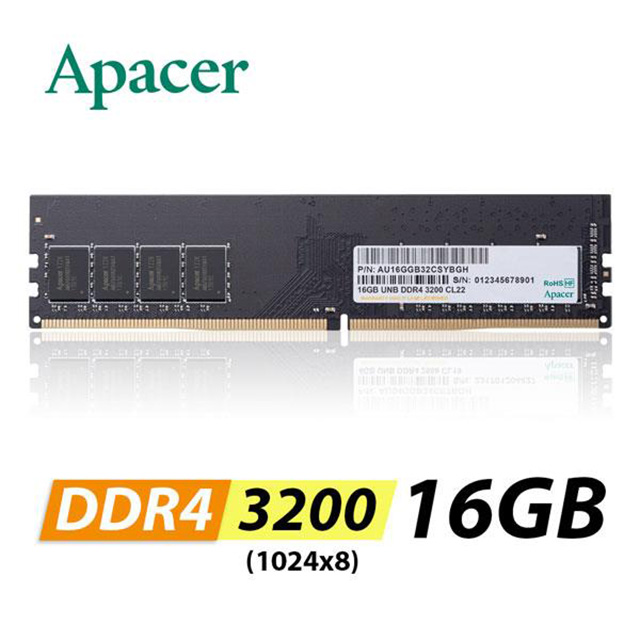 Apacer 宇瞻DDR4 3200 16GB 筆記型記憶體(1024*8) - PChome 24h購物