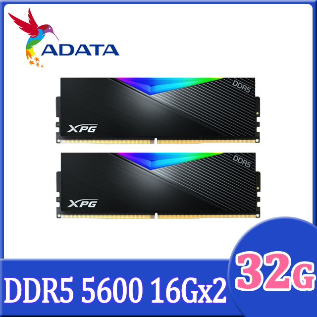 XPG Lancer DDR5 5600 32GB(16Gx2) RGB 桌上型超頻記憶體(黑色) (AX5U5600C3616G ...