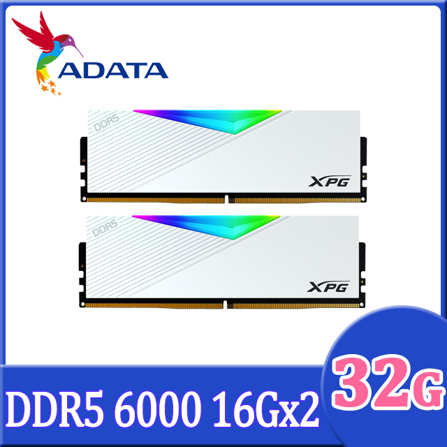 ADATA XPG DDR5-6000 白メモリ 16GB×2（32GB） ADATA 威剛XPG Lancer DDR5 6000 32GB(16Gx2) RGB 桌上型超頻