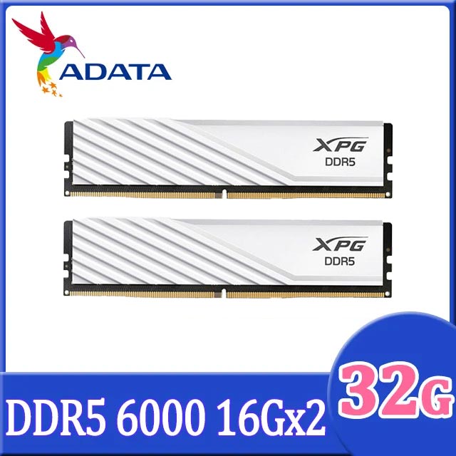 ADATA XPG DDR5-6000 白メモリ 16GB×2（32GB） ADATA 威剛XPG Lancer DDR5 6000 32GB(16Gx2) RGB 桌上型超頻