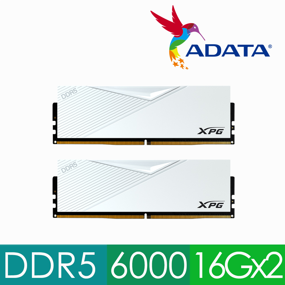 ADATA 威剛 XPG Lancer DDR5 6000 32GB(16Gx2) 桌上型超頻記憶體(白色)(AX5U6000C3016G-DCLAWH)