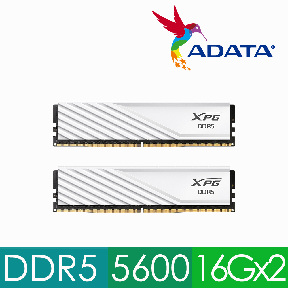 ADATA 威剛 XPG Lancer DDR5 5600 32GB(16Gx2) 桌上型超頻記憶體(白色) (AX5U5600C4616G-DTLABWH)