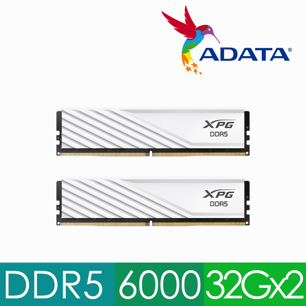 ADATA 威剛 XPG Lancer Blade DDR5 6000 64GB(32Gx2) 桌上型超頻記憶體(白色)(AX5U6000C3032G-DTLABWH)