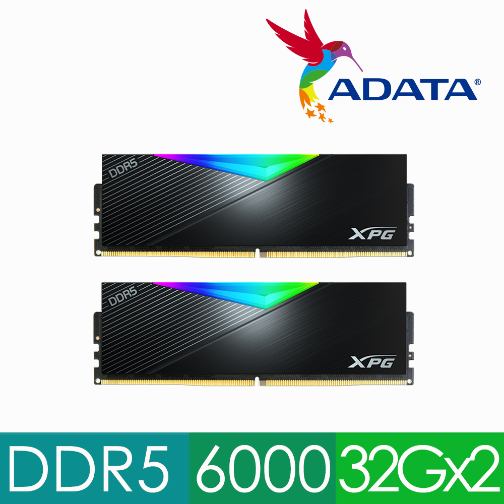 ADATA 威剛 XPG LANCER RGB DDR5 6000 64G (32GBx2) 電競桌上型記憶體 (黑色)(AX5U6000C3032G-DCLARBK)