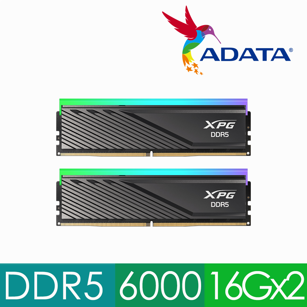 ADATA 威剛 Lancer Blade RGB DDR5 6000 32GB(16Gx2) 桌上型超頻記憶體 黑(AX5U6000C3016G-DTLABRBK)