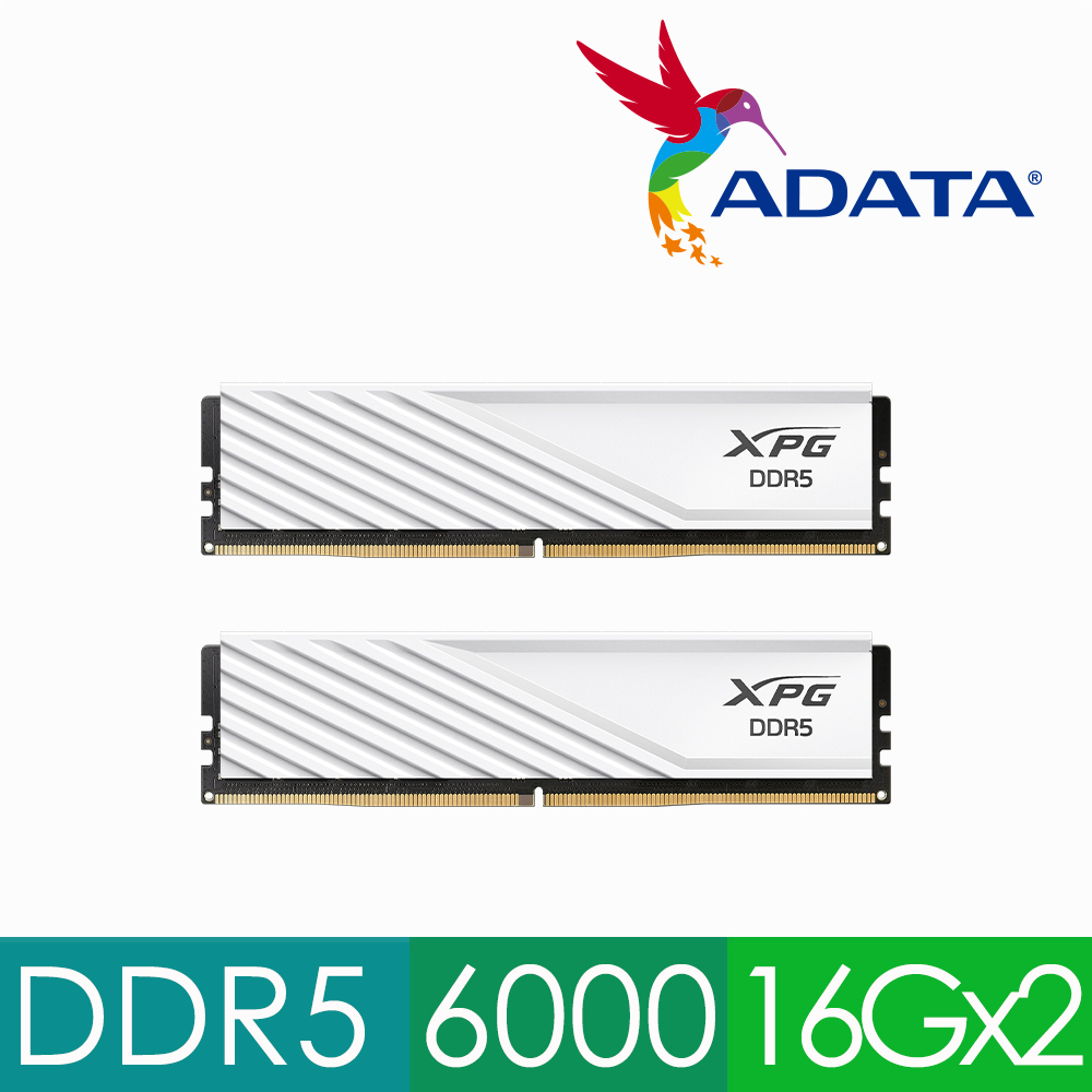 ADATA 威剛 LANCER Blade DDR5 6000 32GB(16Gx2)電競桌上型記憶體 白(AX5U6000C3616G-DTLABWH)