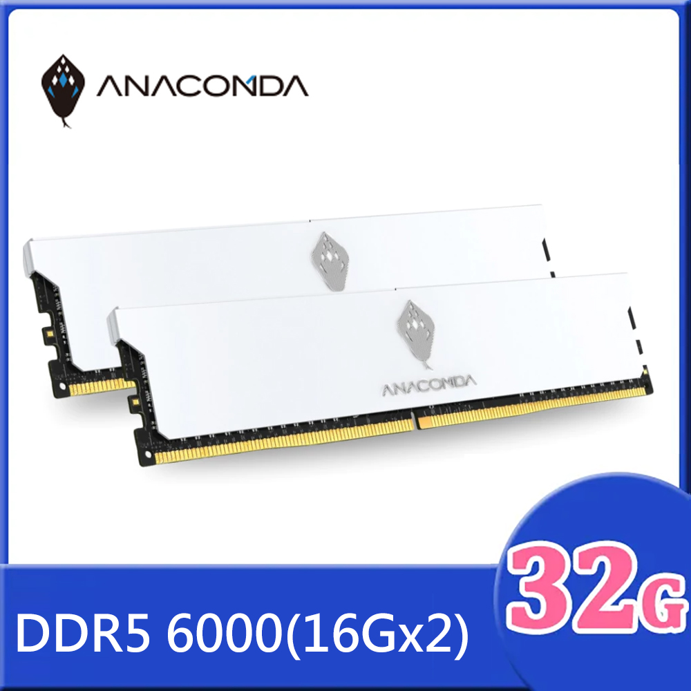 ANACOMDA 巨蟒 KingSnake DDR5 6000 32GB (16Gx2) UDIMM 桌上型 白色 記憶體