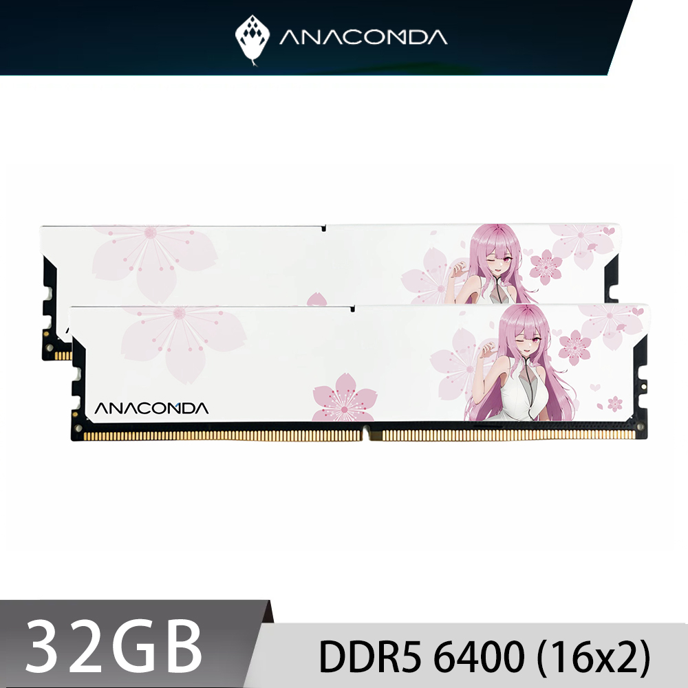 ANACOMDA 巨蟒 KingSnake ANA DDR5 6400 32GB (16Gx2) UDIMM 桌上型 白色 記憶體