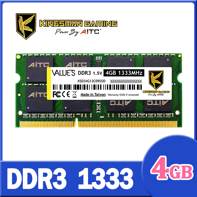 AITC 艾格 Value S DDR3 4GB 1333 SODIMM 筆記型記憶體