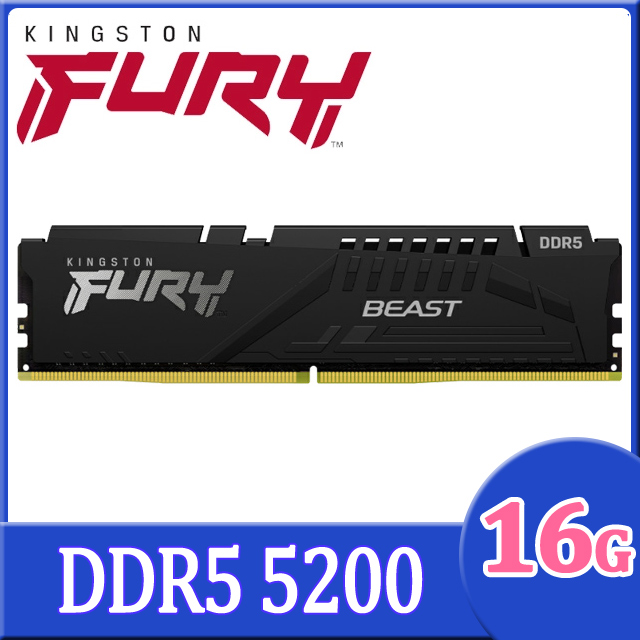 金士頓Kingston FURY Beast 獸獵者DDR5 5200 16GB 桌上型超頻記憶體 