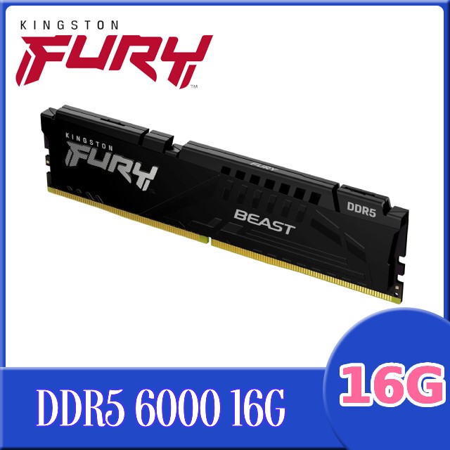 Kingston 金士頓 FURY Beast 獸獵者 DDR5 6000 16GB 桌上型超頻記憶體(KF560C30BBE-16)(其他規格)