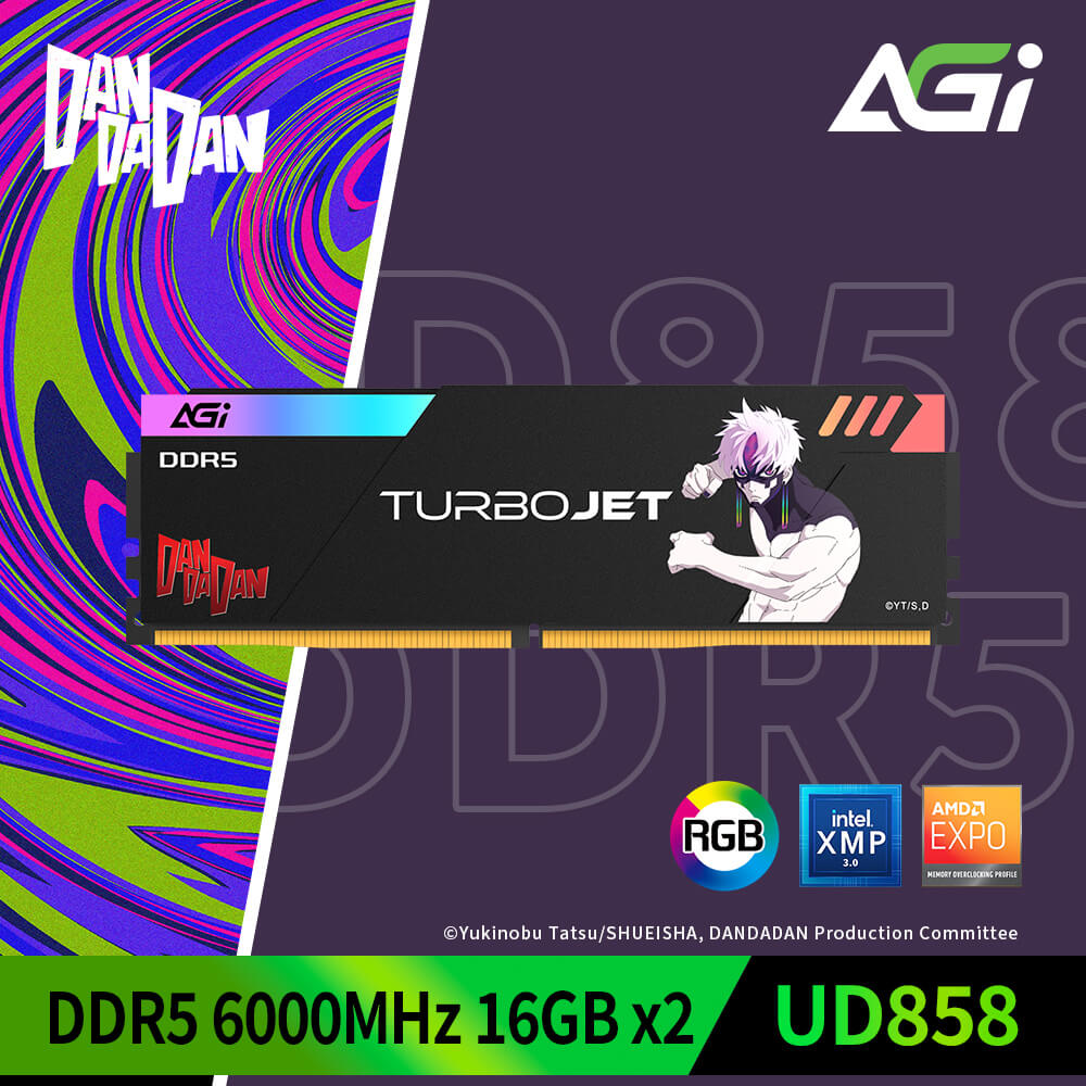 AGI 亞奇雷 |膽大黨 UD858 Turbojet DDR5-6000 32GB(16GBx2)超頻記憶體(邪視款)